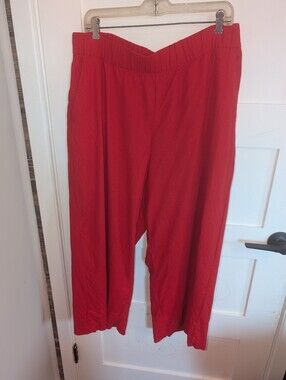 Gap Red Crop Linen Blend Pants